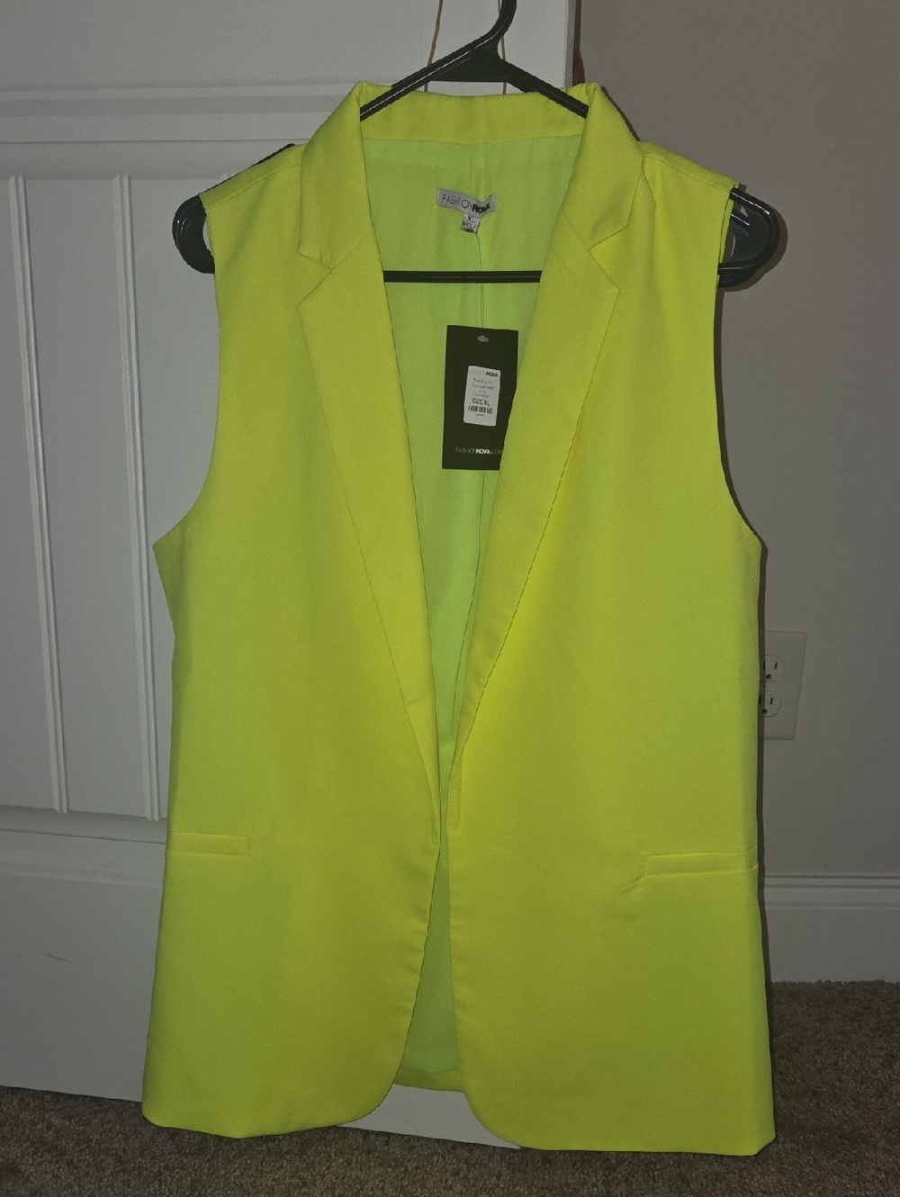 Fashion Nova Neon Yellow Sleeveless Blazer Vest